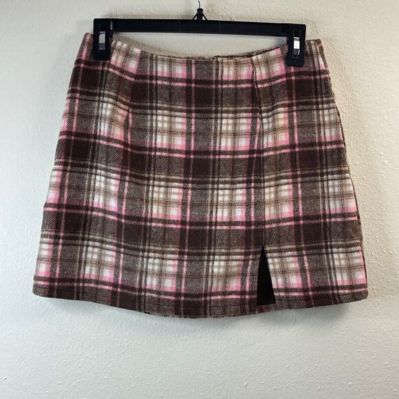 FOREVER21 Women's Plaid Side Slit Mini Skirts Size M, (2 Mini Skirts) - Picture 3 of 15
